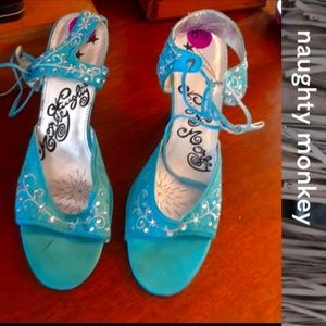 Size 8.5 sparkly rhinestone Satin Sandals.